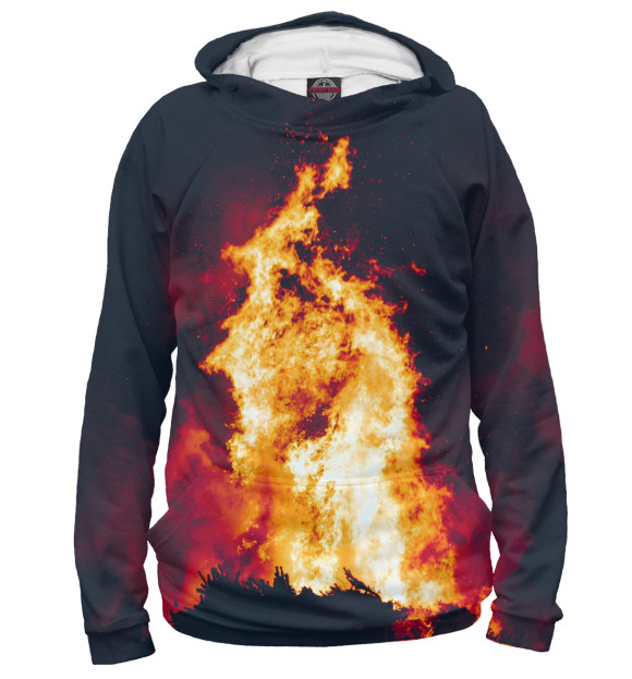 Женское худи с изображением Огонь цвета Белый