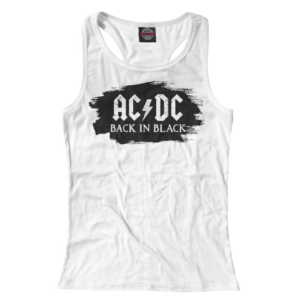 Женская майка-борцовка с изображением Back in Black цвета Белый