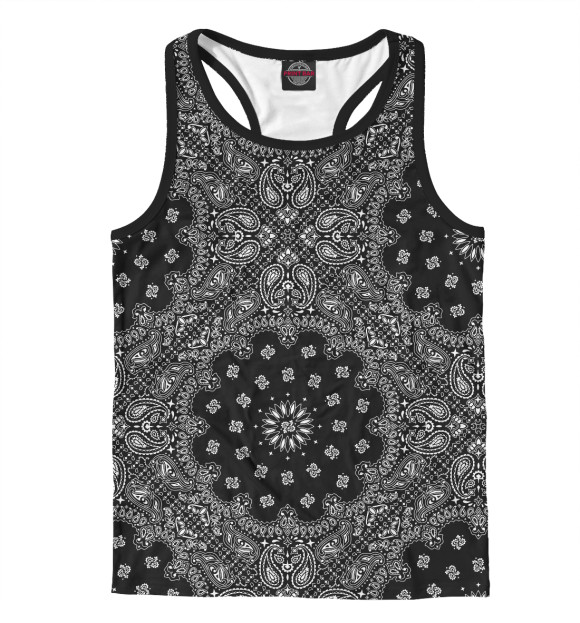 Мужская майка-борцовка с изображением Paisley Black цвета Белый