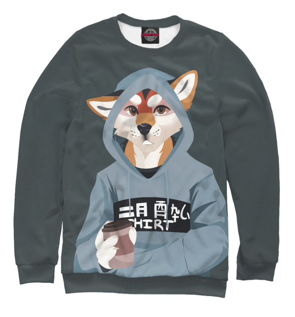 Свитшот для девочек с изображением Furry fox цвета Белый