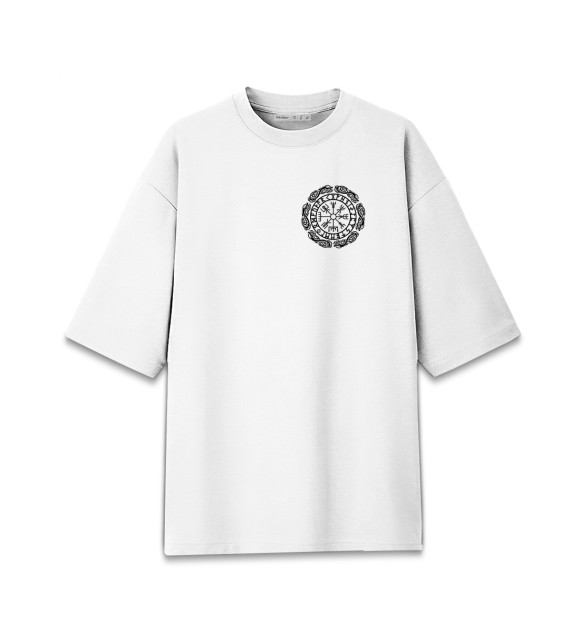 Мужская футболка оверсайз с изображением Компас по жизни Вегвизир цвета Белый