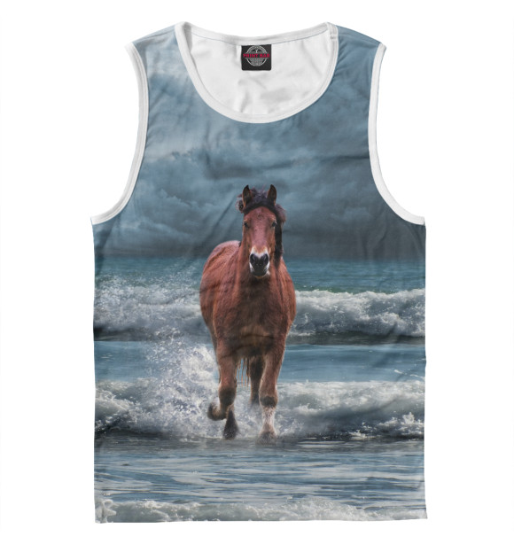 Майка для мальчика с притом Лошадь цвета Белый Майка для мальчика с изображением Лошадь цвета Белый