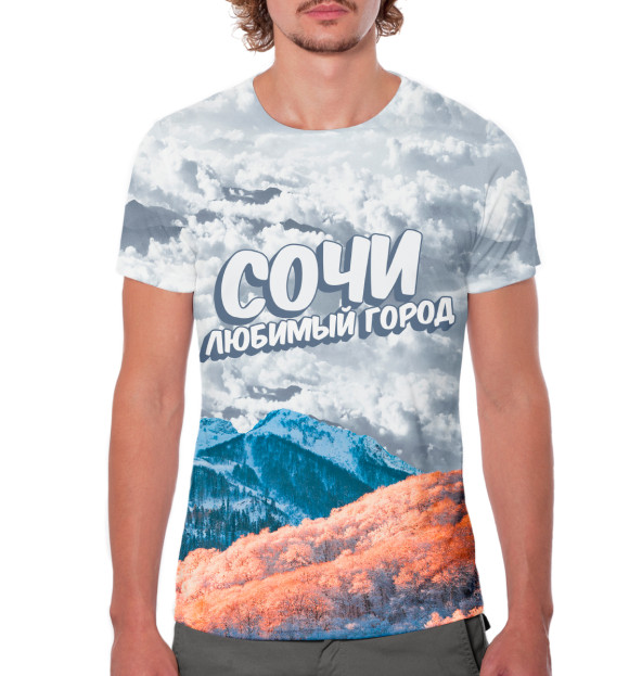 Мужская футболка с изображением Сочи цвета Белый