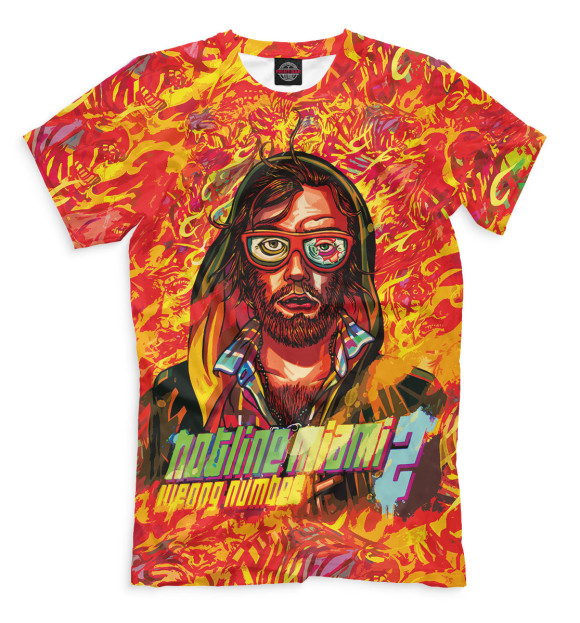 Мужская футболка с изображением Hotline Miami 2 цвета Молочно-белый