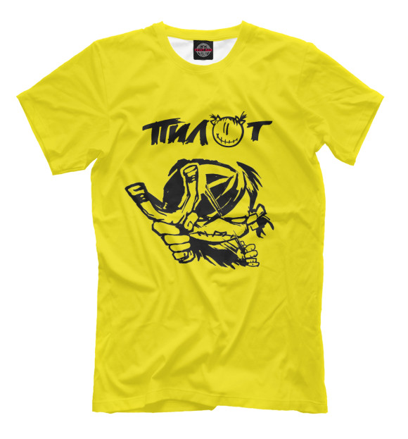 Мужская футболка с изображением Пилот цвета Желтый