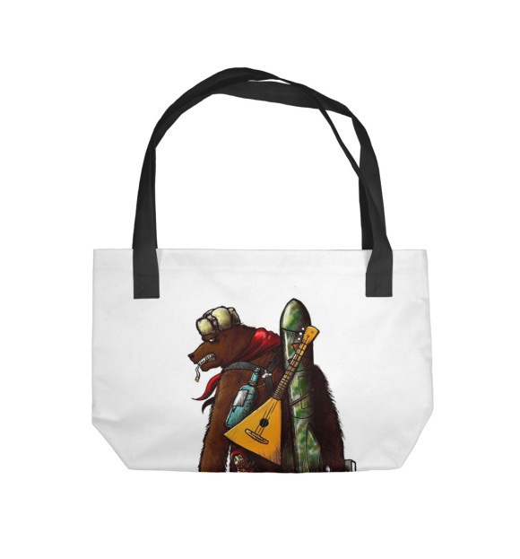 Пляжная сумка с изображением Грозный медведь цвета 