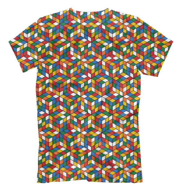 Мужская футболка с изображением Кубик Рубика 3D цвета Белый
