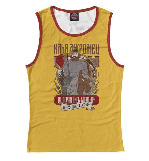 Майка для девочки с притом Илья Муромец цвета Белый Майка для девочки с изображением Илья Муромец цвета Белый