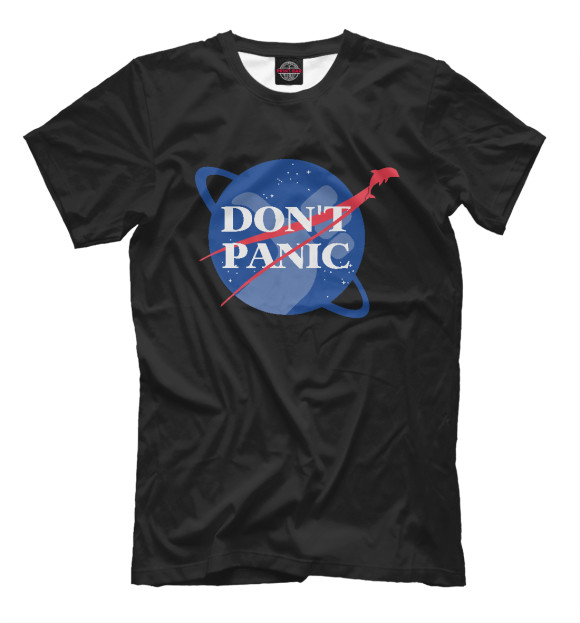 Футболка для мальчиков с изображением NASA Dont Panic цвета Черный