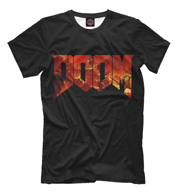 Мужская футболка с изображением Doom цвета Черный