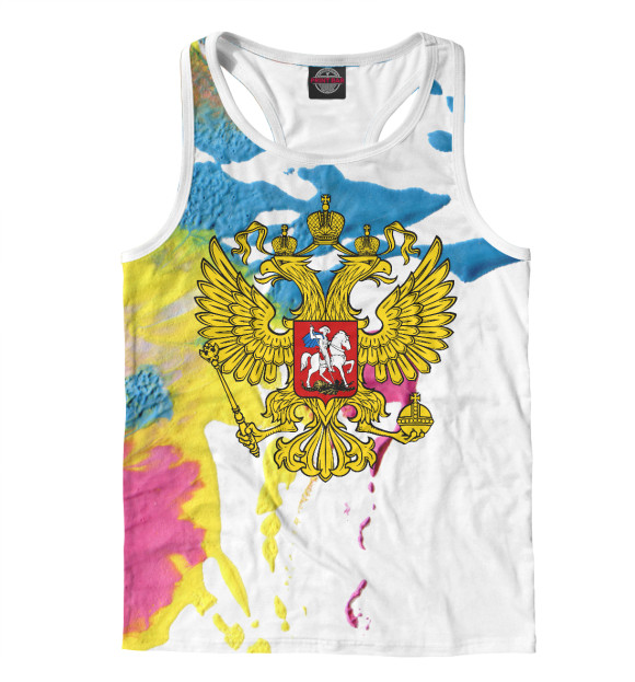 Мужская майка-борцовка с изображением Russia цвета Белый