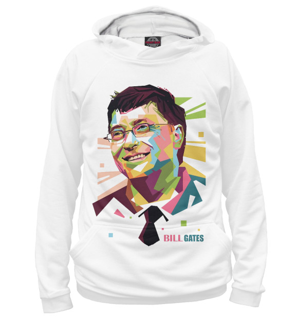Мужское худи с изображением Билл Гейтс цвета Белый