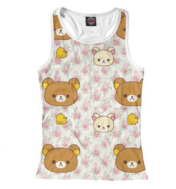 Женская майка-борцовка с изображением Мишки цвета Белый