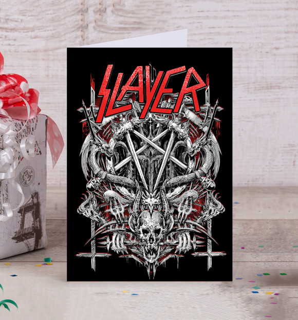 Открытка с притом Slayer цвета Белый Открытка с изображением Slayer цвета Белый