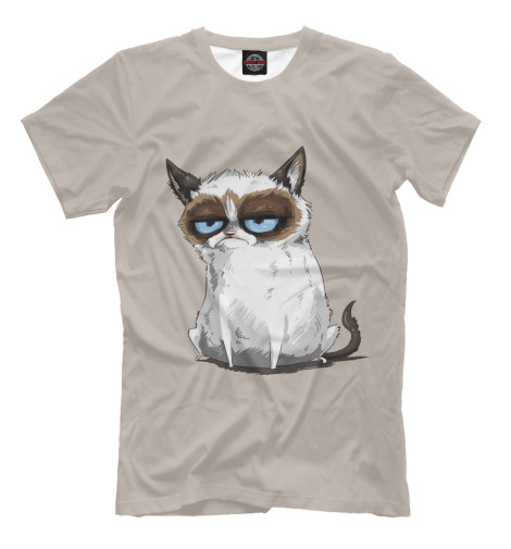 

Футболки Print Bar, Бежевый, Сердитый Котик