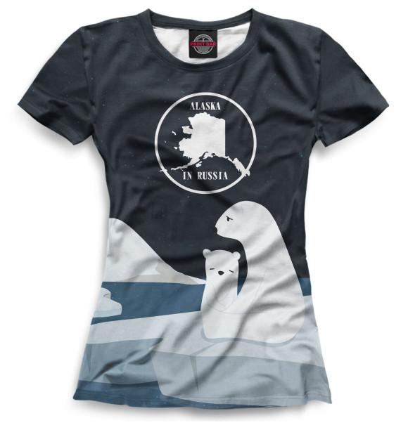 Женская футболка с изображением Аляска цвета Белый
