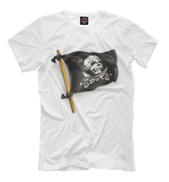 Мужская футболка с изображением Пиратский флаг цвета Молочно-белый