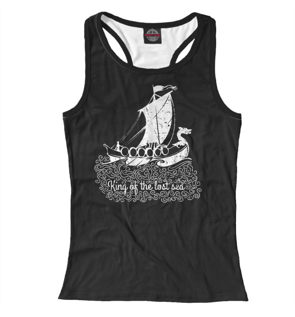 Женская майка-борцовка с изображением Король потерянного моря цвета Белый