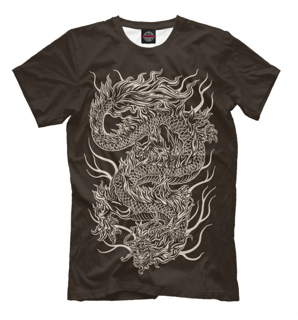 Мужская футболка с изображением Dragon цвета Темно-коричневый