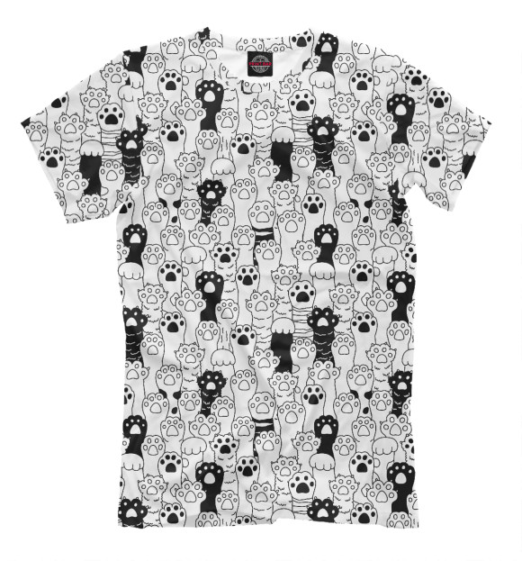 Футболка для мальчиков с изображением Кошачьи лапы цвета Белый