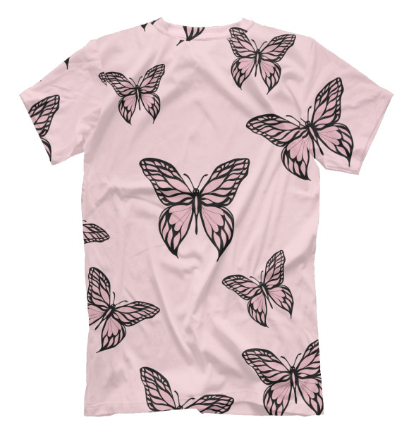 Мужская футболка с изображением Розовые бабочки цвета Белый