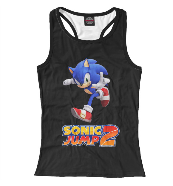 Женская майка-борцовка с изображением Sonic Jump2 цвета Белый
