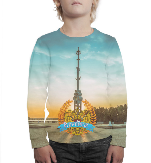 Свитшот для мальчиков с изображением Воронеж цвета Белый