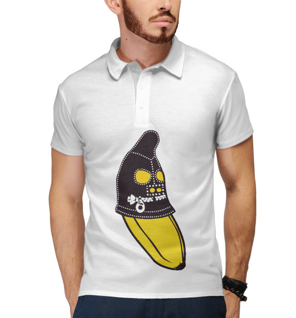Мужское поло с изображением Банан в маске цвета Белый