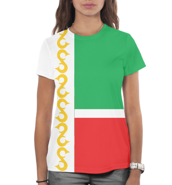 Женская футболка с изображением Чечня цвета Белый