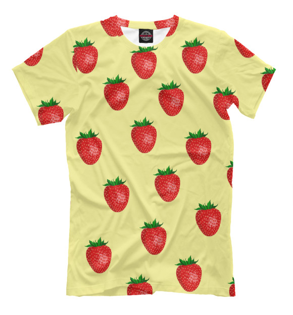 Мужская футболка с изображением Клубника цвета Бежевый