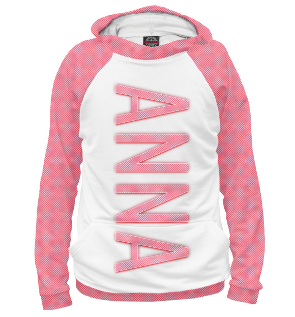 Мужское худи с изображением Anna-pink цвета Белый