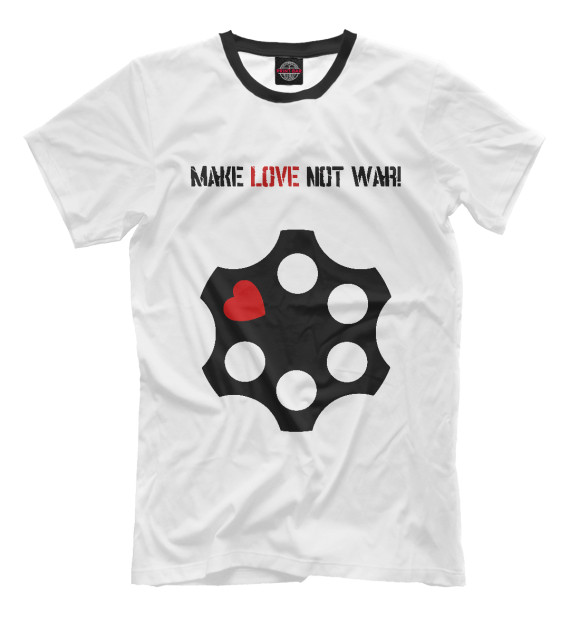 Мужская футболка с изображением Make love not war цвета Молочно-белый