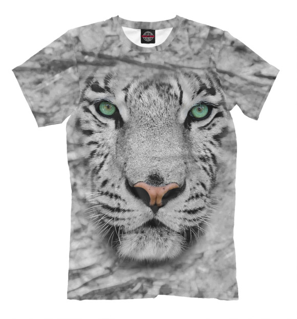 Мужская футболка с изображением Белый тигр цвета Серый
