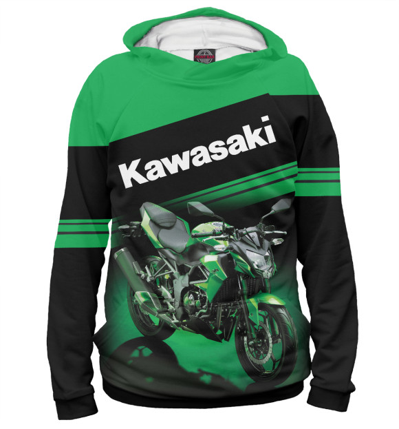 Женское худи с изображением Kawasaki цвета Белый