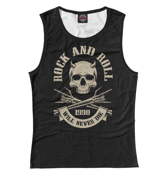 Майка для девочки с изображением Rock N Roll - skull цвета Белый