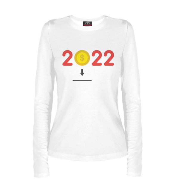 Женский лонгслив с изображением Биткоин 2022 цвета Белый