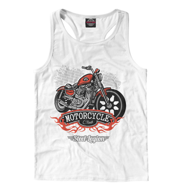 Мужская майка-борцовка с изображением Мотоцикл цвета Белый