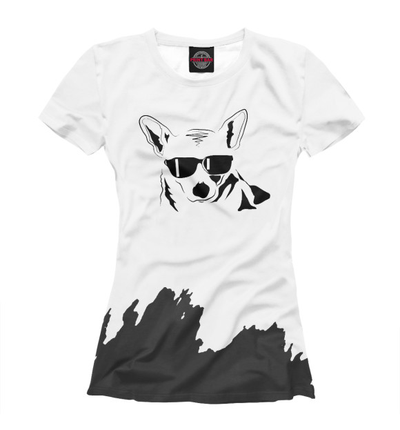 Футболка для девочек с изображением Cool Corgi цвета Белый