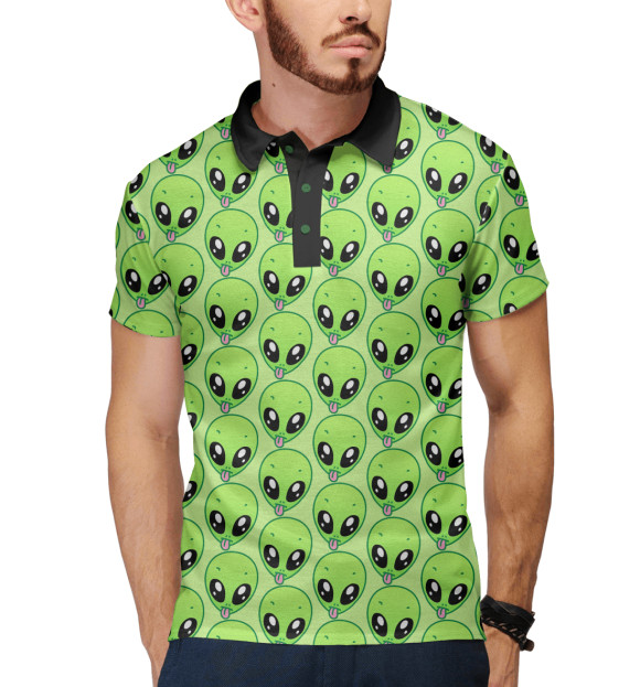 Мужское поло с притом Инопланетяне цвета Белый Мужское поло с изображением Инопланетяне цвета Белый