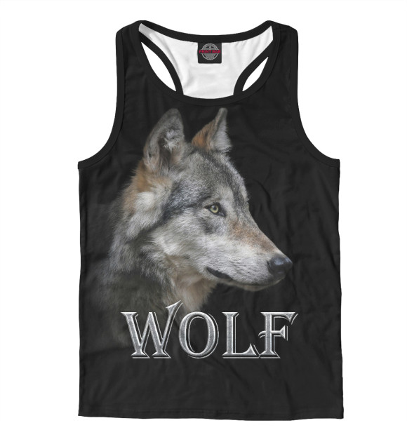 Мужская майка-борцовка с изображением Wolf цвета Белый