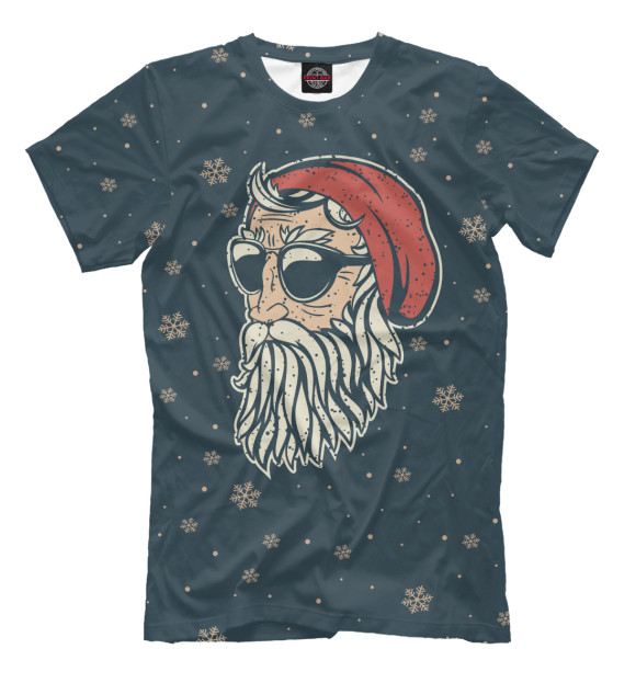 Мужская футболка с изображением Санта хипстер цвета Серый