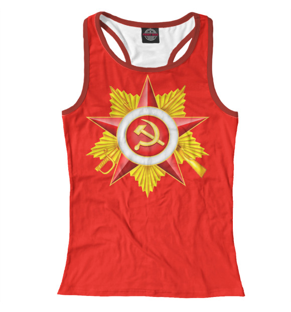 Женская майка-борцовка с изображением Красная Звезда цвета Белый