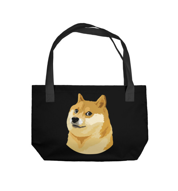 Пляжная сумка с изображением Собака Мем цвета 