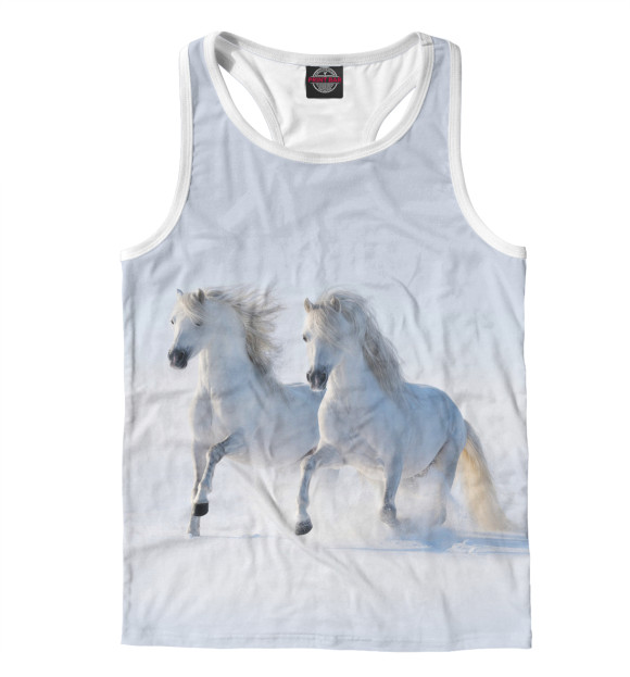 Мужская майка-борцовка с изображением Зимнее утро цвета Белый