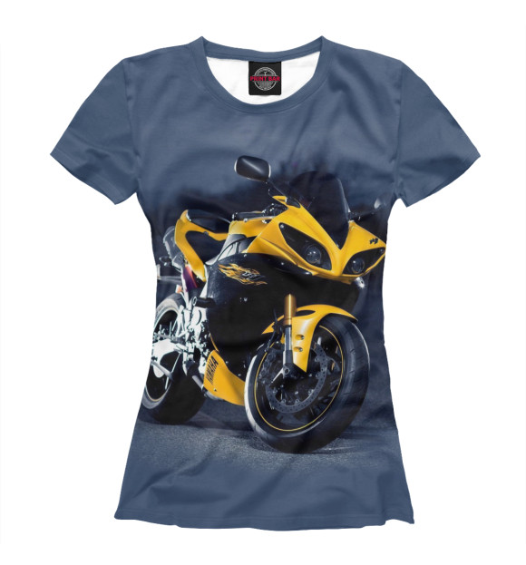 Женская футболка с изображением Yamaha R1 цвета Белый