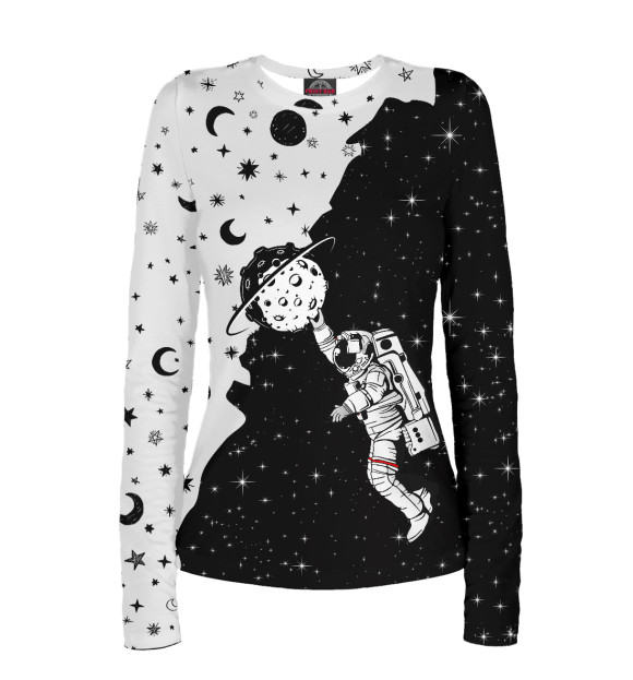Женский лонгслив с изображением Космос цвета Белый