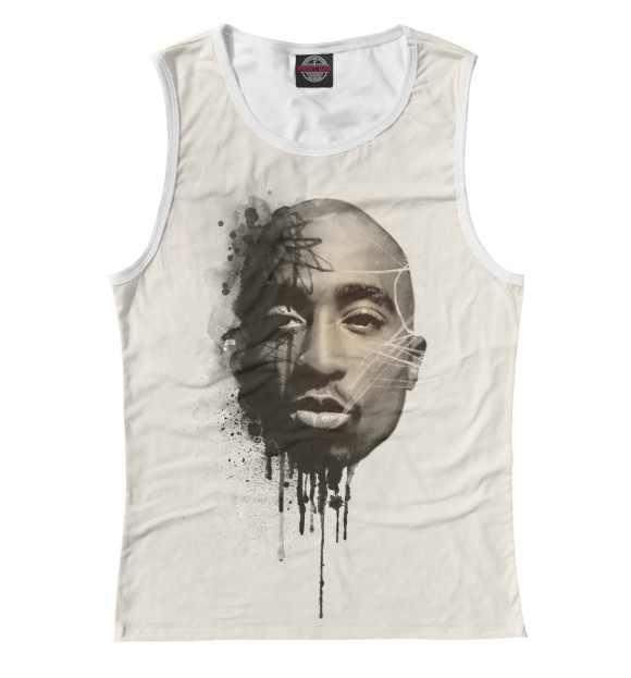 Женская майка с изображением Tupak Shakur цвета Белый