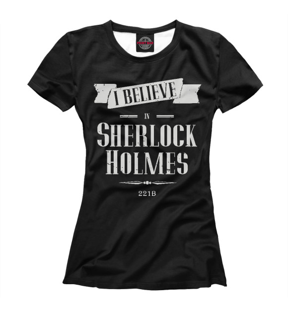 Женская футболка с изображением Sherlock цвета Белый