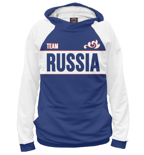 Худи для девочки с изображением Team Russia цвета Белый