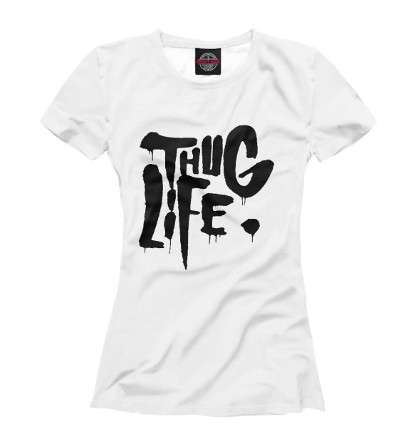 Женская футболка с изображением Thug life цвета Белый